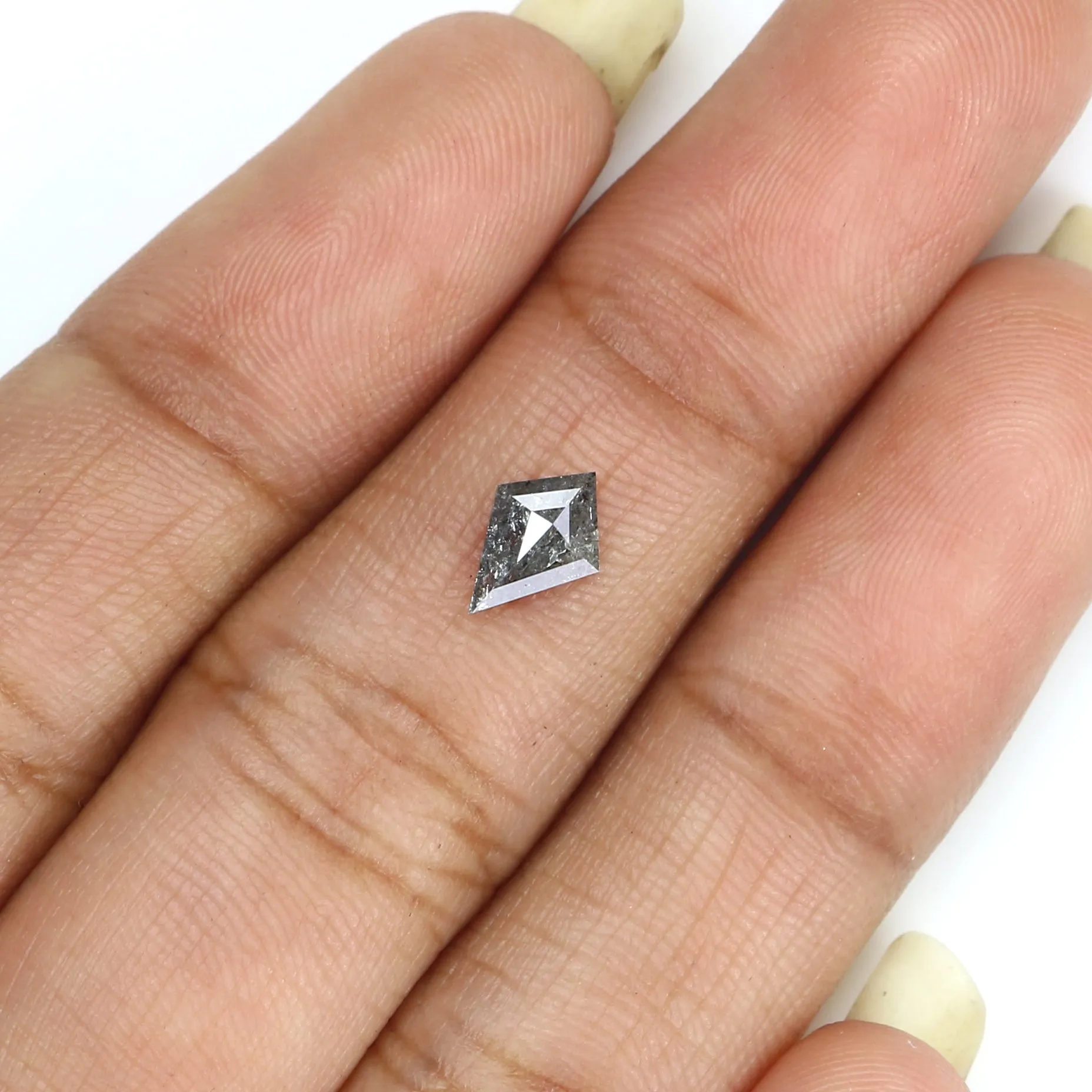 0.31 CT Natural Loose Kite Shape Diamond Salt And Pepper Kite Cut Diamond 7.60 MM Natural Black Grey Diamond Kite Rose Cut Diamo