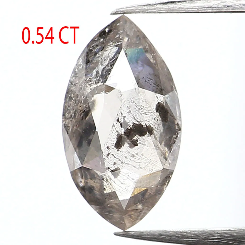 0.54 CT Natural Loose Marquise Shape Diamond Salt And Pepper Marquise Rose Cut Diamond 7.80 MM Black Grey Color Marquise Cut Dia