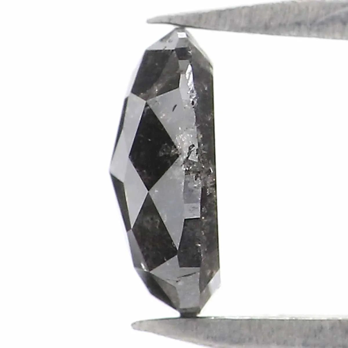 0.54 CT Natural Loose Oval Shape Diamond Salt And Pepper Oval Shape Diamond 5.95 MM Natural Black Grey Color Oval Rose Cut Diamo