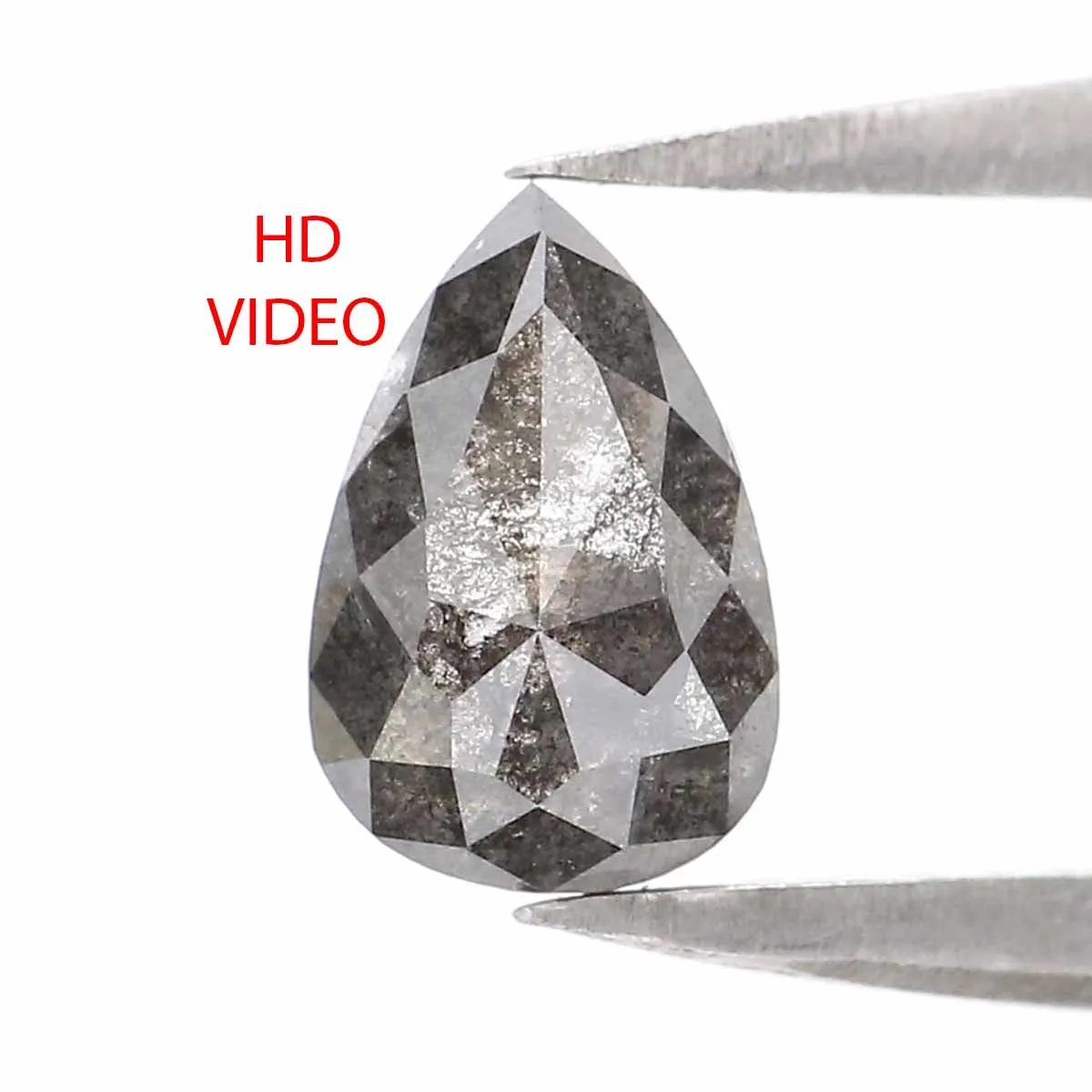 0.73 CT Natural Loose Pear Shape Diamond Salt And Pepper Pear Rose Cut Diamond 6.85 MM Black Grey Color Pear Shape Rose Cut Diam