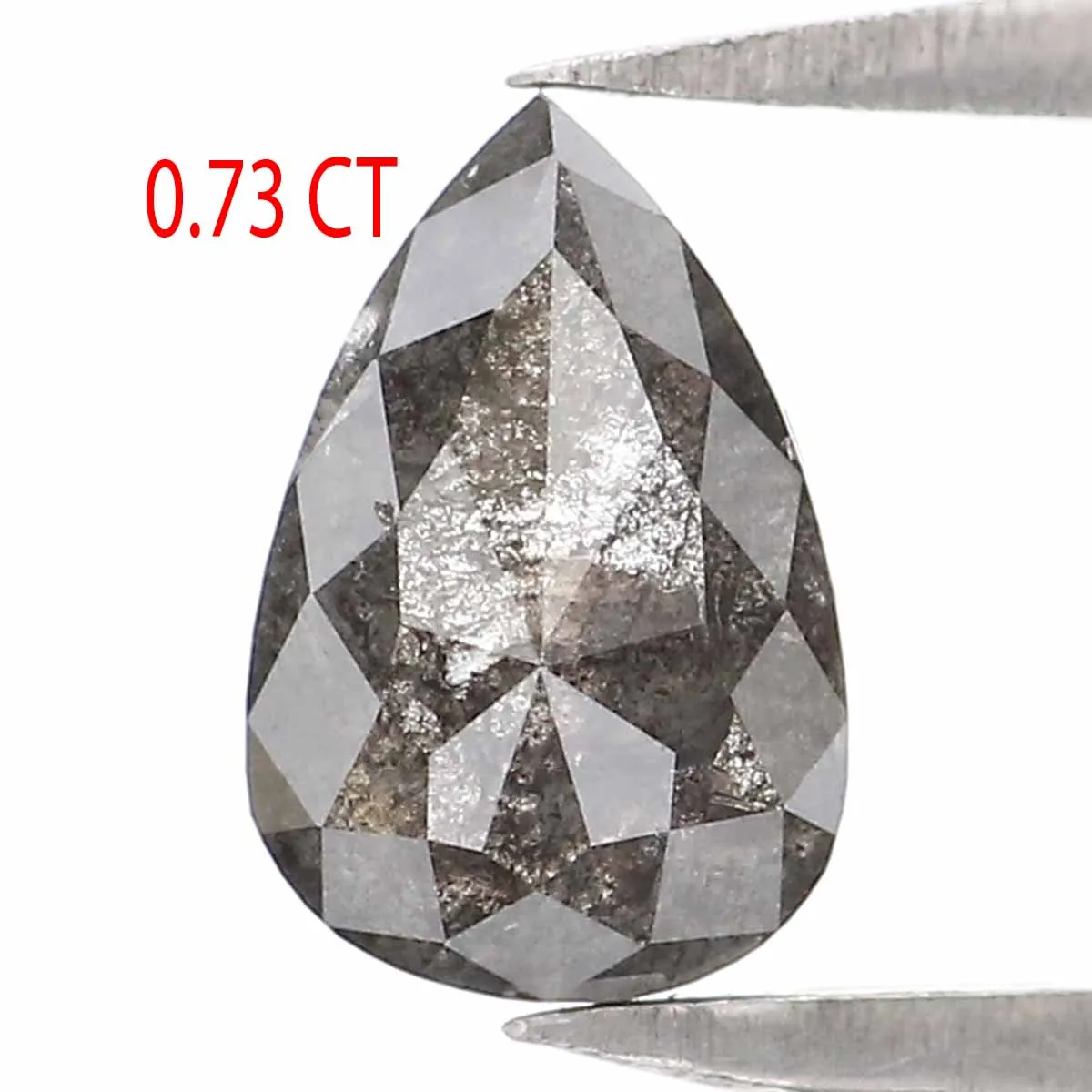 0.73 CT Natural Loose Pear Shape Diamond Salt And Pepper Pear Rose Cut Diamond 6.85 MM Black Grey Color Pear Shape Rose Cut Diam