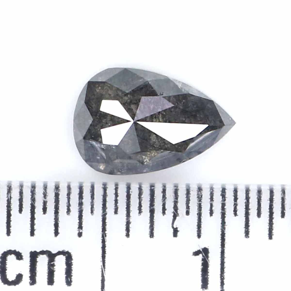 0.73 CT Natural Loose Pear Shape Diamond Salt And Pepper Pear Rose Cut Diamond 6.85 MM Black Grey Color Pear Shape Rose Cut Diam