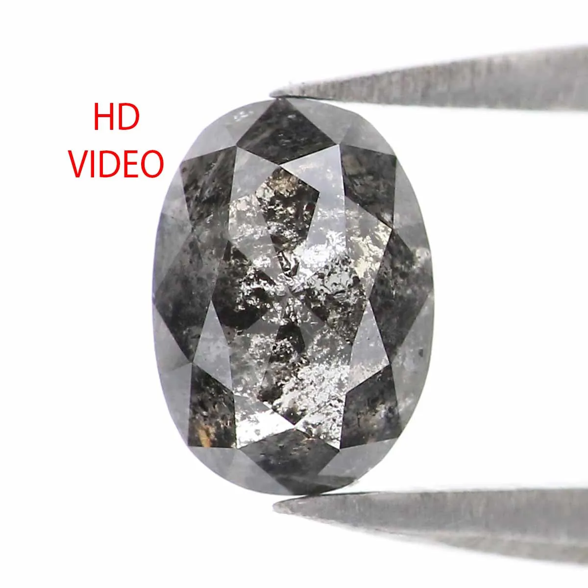 0.77 CT Natural Loose Oval Shape Diamond Salt And Pepper Oval Cut Diamond 6.25 MM Natural Black Grey Diamond Oval Rose Cut Diamo