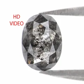 0.77 CT Natural Loose Oval Shape Diamond Salt And Pepper Oval Cut Diamond 6.25 MM Natural Black Grey Diamond Oval Rose Cut Diamo