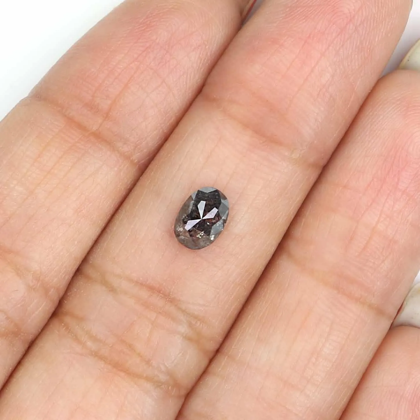 0.77 CT Natural Loose Oval Shape Diamond Salt And Pepper Oval Cut Diamond 6.25 MM Natural Black Grey Diamond Oval Rose Cut Diamo