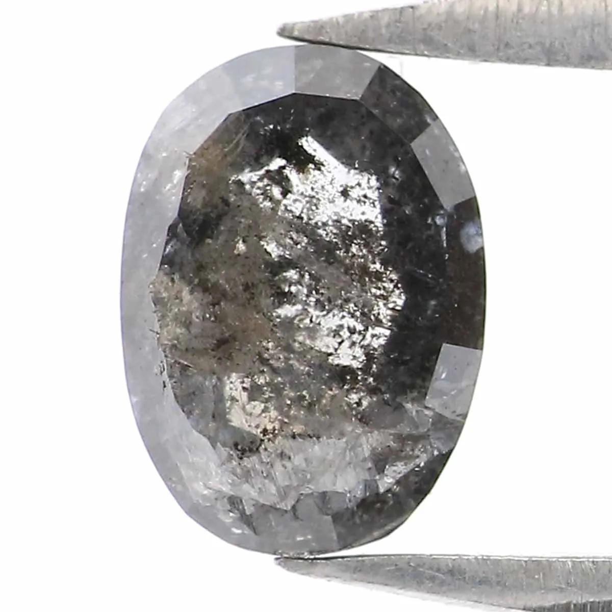 0.77 CT Natural Loose Oval Shape Diamond Salt And Pepper Oval Cut Diamond 6.25 MM Natural Black Grey Diamond Oval Rose Cut Diamo