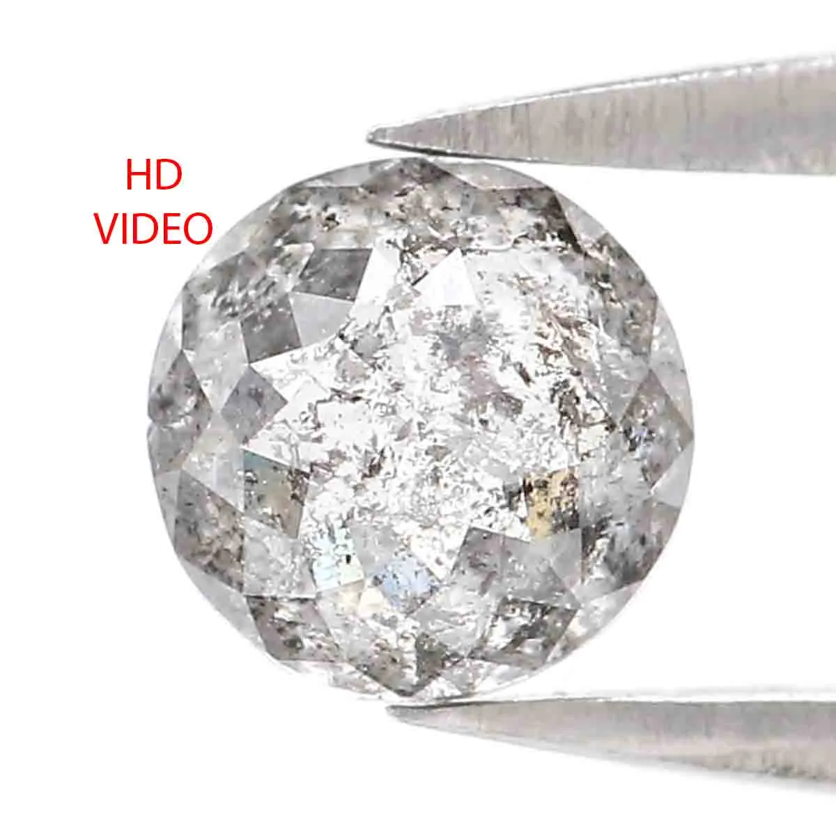 0.78 CT Natural Loose Round Rose Cut Diamond Salt And Pepper Round Shape Diamond 5.55 MM Natural Black Grey Round Rose Cut Diamo