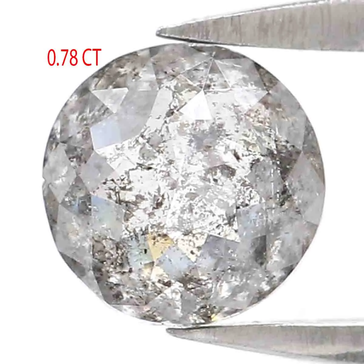 0.78 CT Natural Loose Round Rose Cut Diamond Salt And Pepper Round Shape Diamond 5.55 MM Natural Black Grey Round Rose Cut Diamo