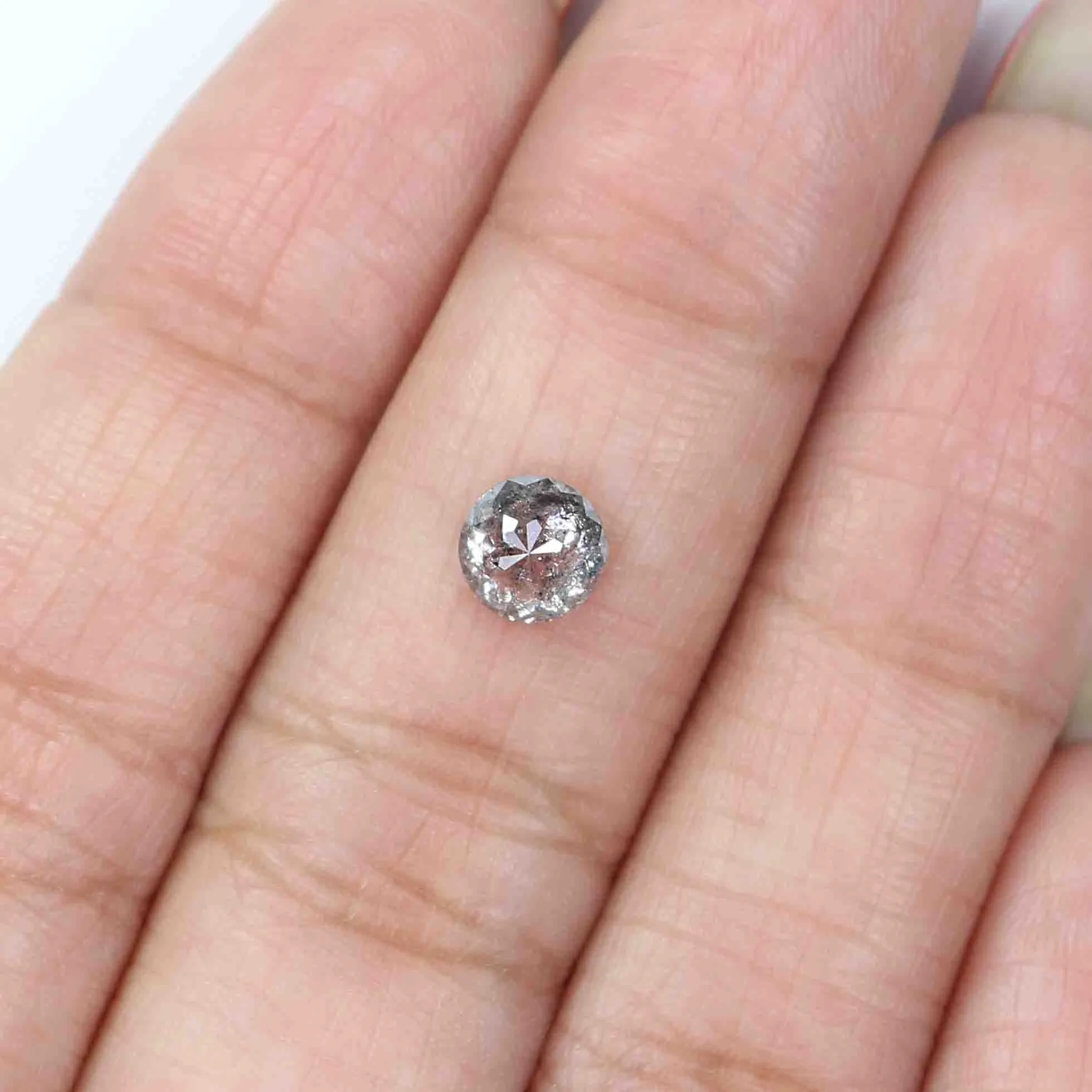 0.78 CT Natural Loose Round Rose Cut Diamond Salt And Pepper Round Shape Diamond 5.55 MM Natural Black Grey Round Rose Cut Diamo