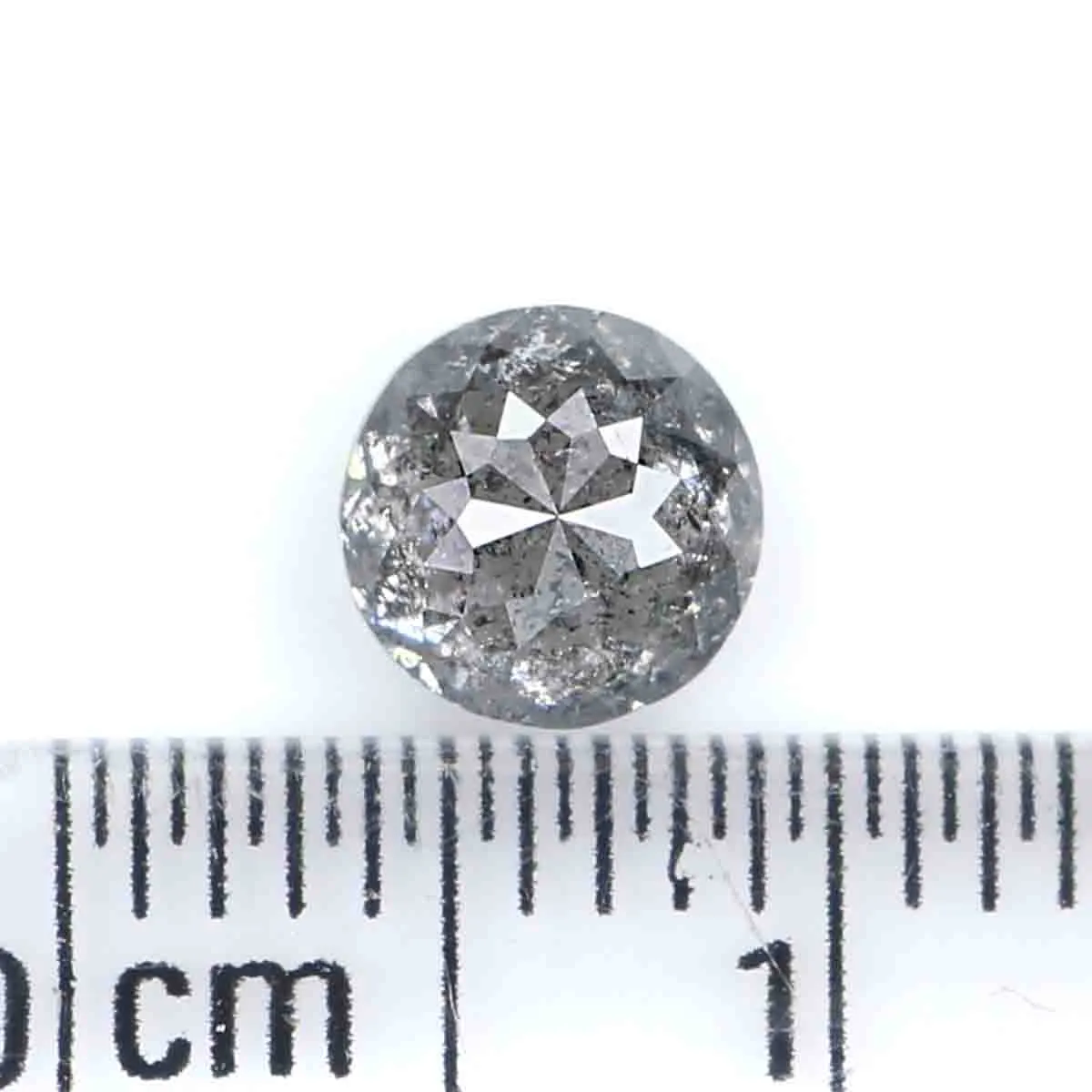 0.78 CT Natural Loose Round Rose Cut Diamond Salt And Pepper Round Shape Diamond 5.55 MM Natural Black Grey Round Rose Cut Diamo