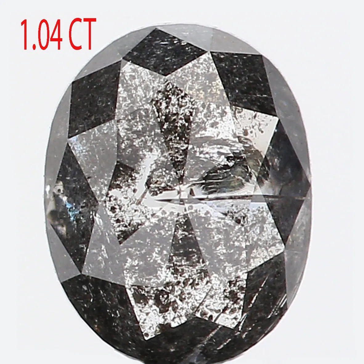 1.04 CT Natural Loose Oval Shape Diamond Salt And Pepper Oval Rose Cut Diamond 7.10 MM Black Grey Color Oval Shape Rose Cut Diam