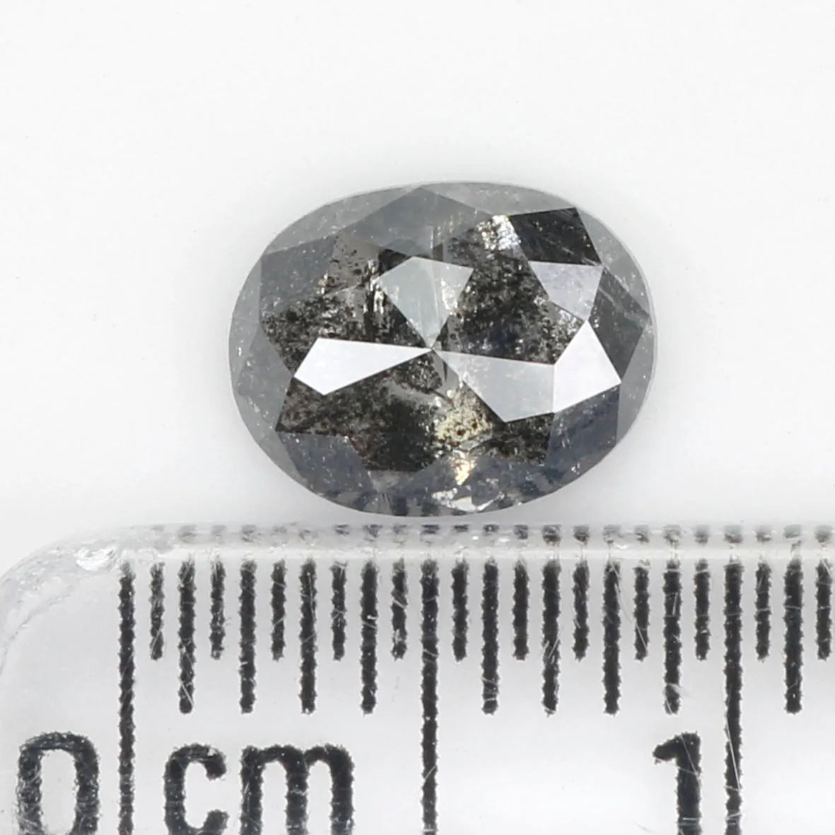 1.04 CT Natural Loose Oval Shape Diamond Salt And Pepper Oval Rose Cut Diamond 7.10 MM Black Grey Color Oval Shape Rose Cut Diam