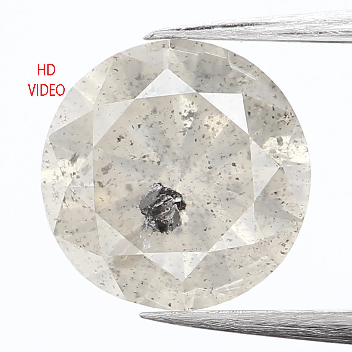 1.06 CT Natural Loose Round Shape Diamond Salt And Pepper Round Cut Diamond 6.60 MM Natural Grey Color Round Brilliant Cut Diamo