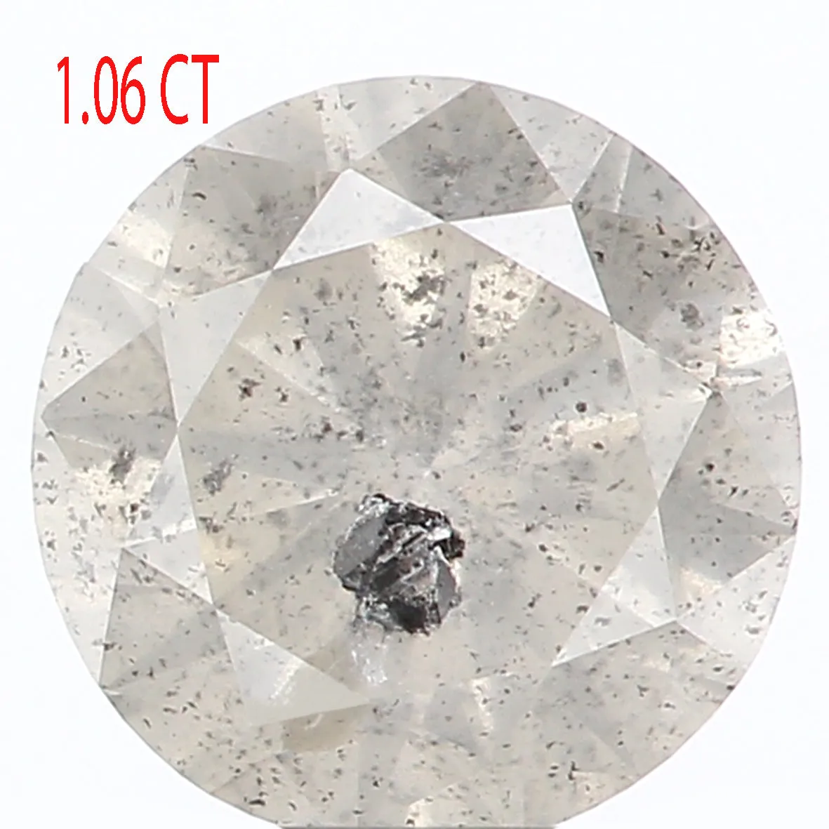 1.06 CT Natural Loose Round Shape Diamond Salt And Pepper Round Cut Diamond 6.60 MM Natural Grey Color Round Brilliant Cut Diamo