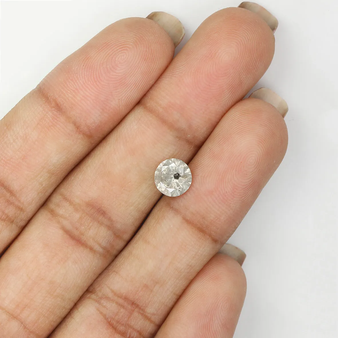 1.06 CT Natural Loose Round Shape Diamond Salt And Pepper Round Cut Diamond 6.60 MM Natural Grey Color Round Brilliant Cut Diamo