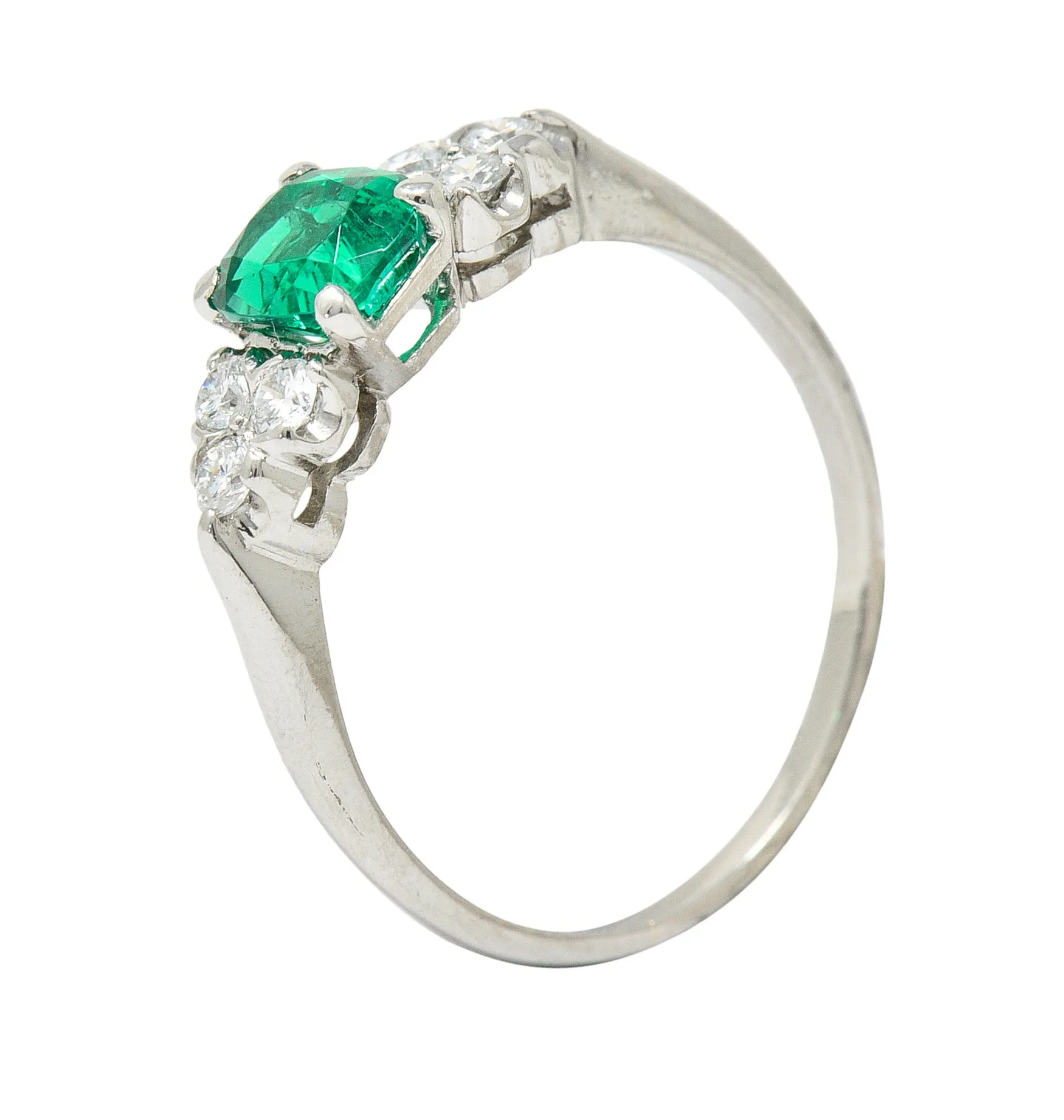 1950's Shreve Crump & Low 0.83 CTW Emerald Diamond Platinum Ring