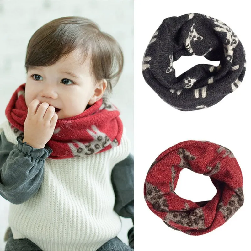 3 Colors Toddler Baby Boy Girls Warm Scarf Neckerchief Cat Pattern Imitation Cute Infant Scaves SM6