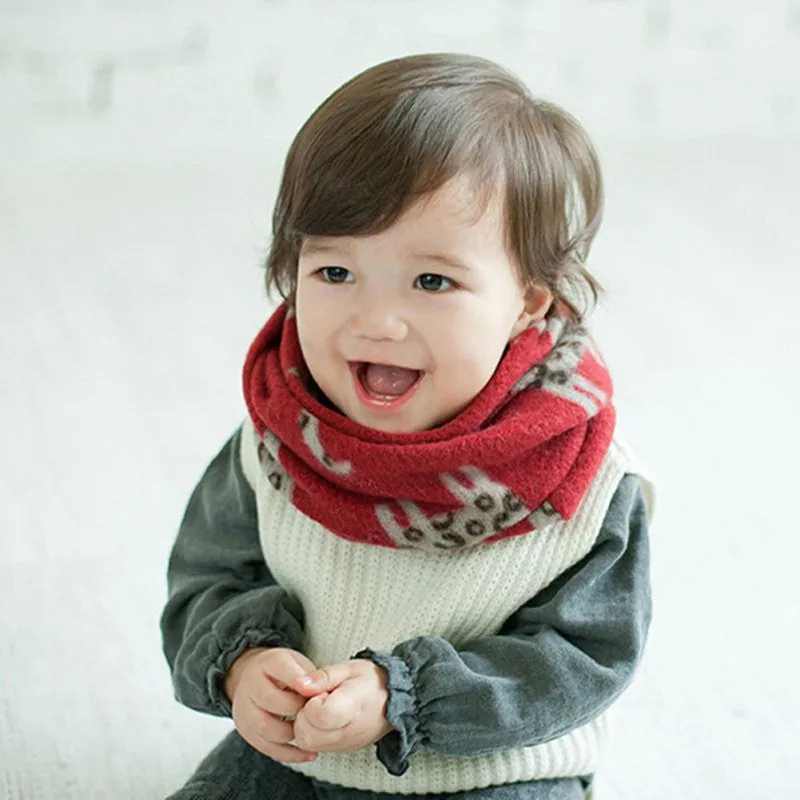 3 Colors Toddler Baby Boy Girls Warm Scarf Neckerchief Cat Pattern Imitation Cute Infant Scaves SM6