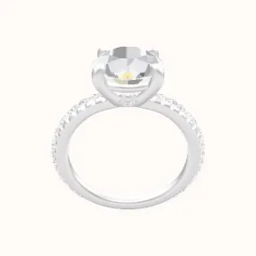 3/4 Pave Engagement Ring With Low Set Four Prong Head