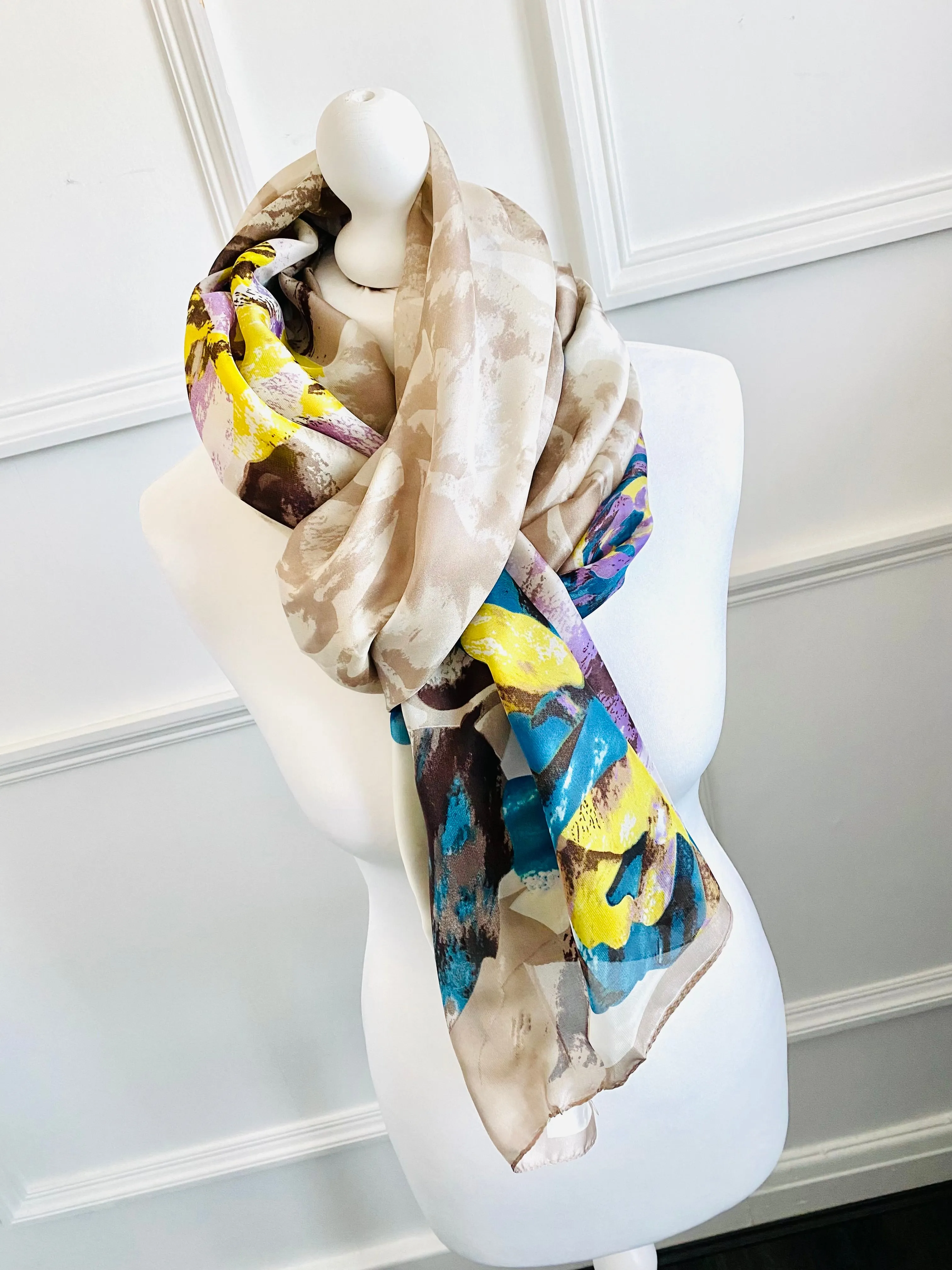 Ada Floral Sarong Scarf in Beige