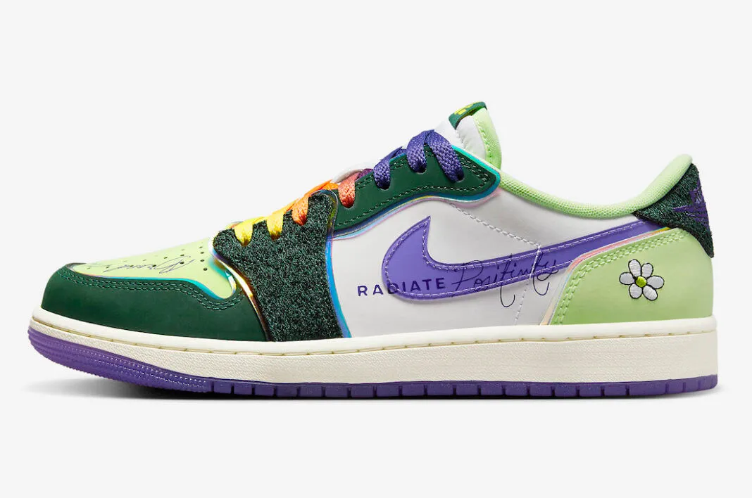 Air Jordan 1 Low OG Doernbecher Gorge Green Court Purple Barely Volt Sail FD9665-351