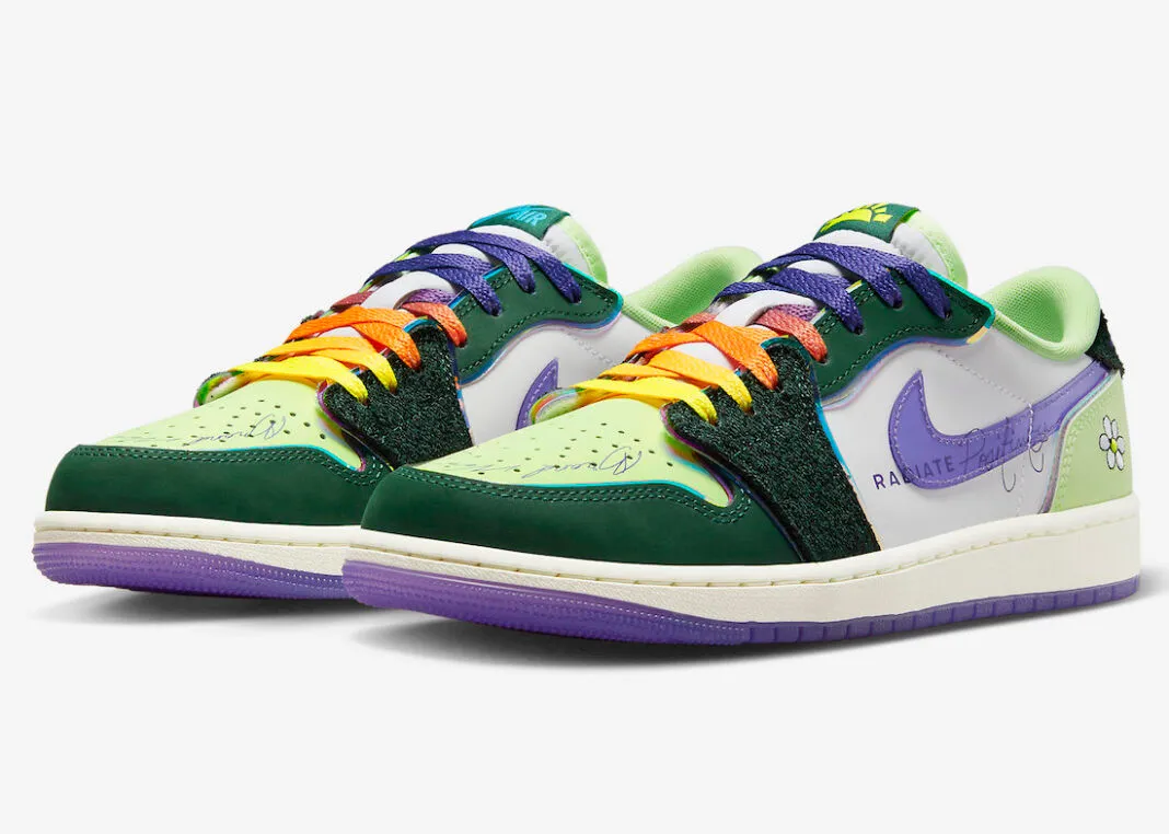 Air Jordan 1 Low OG Doernbecher Gorge Green Court Purple Barely Volt Sail FD9665-351