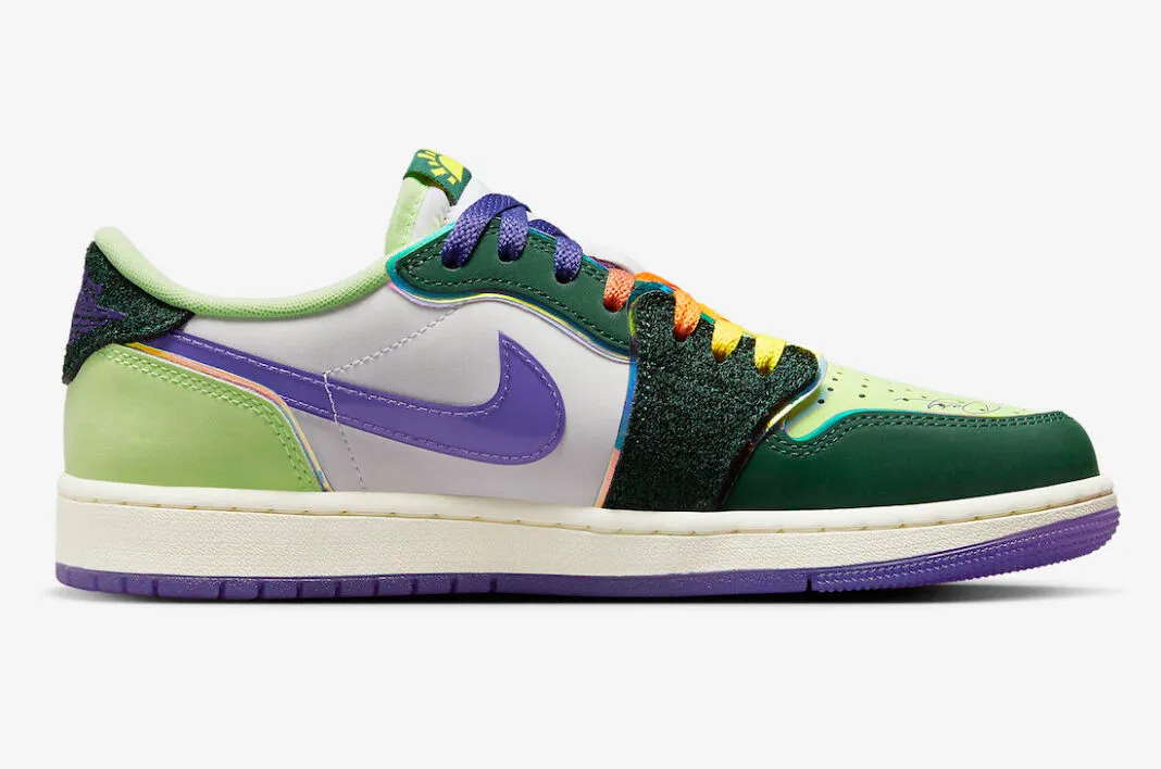 Air Jordan 1 Low OG Doernbecher Gorge Green Court Purple Barely Volt Sail FD9665-351