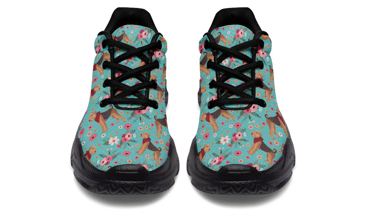 Airedale Terrier Flower Chunky Sneakers