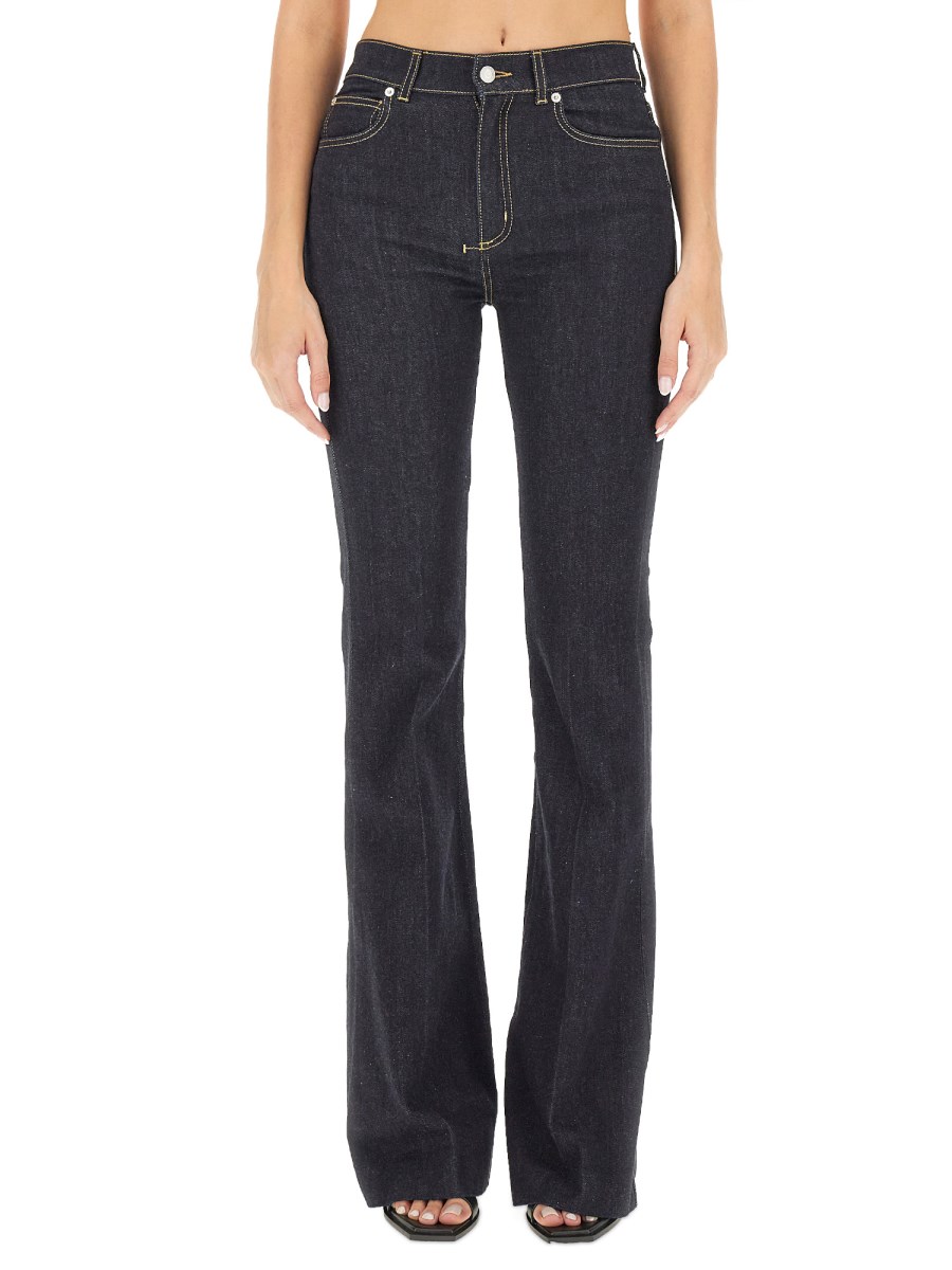 ALEXANDER McQUEEN    COTTON DENIM BOOT CUT JEANS