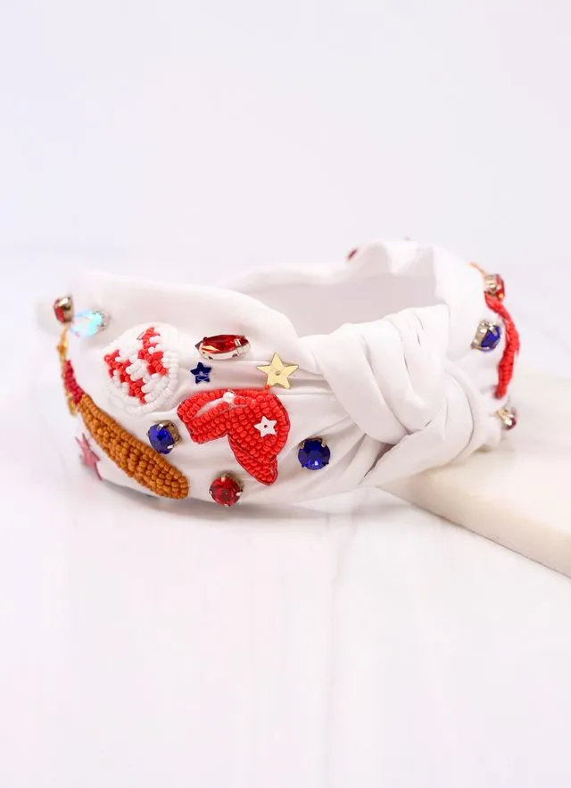 All Star Baseball Headband WHITE