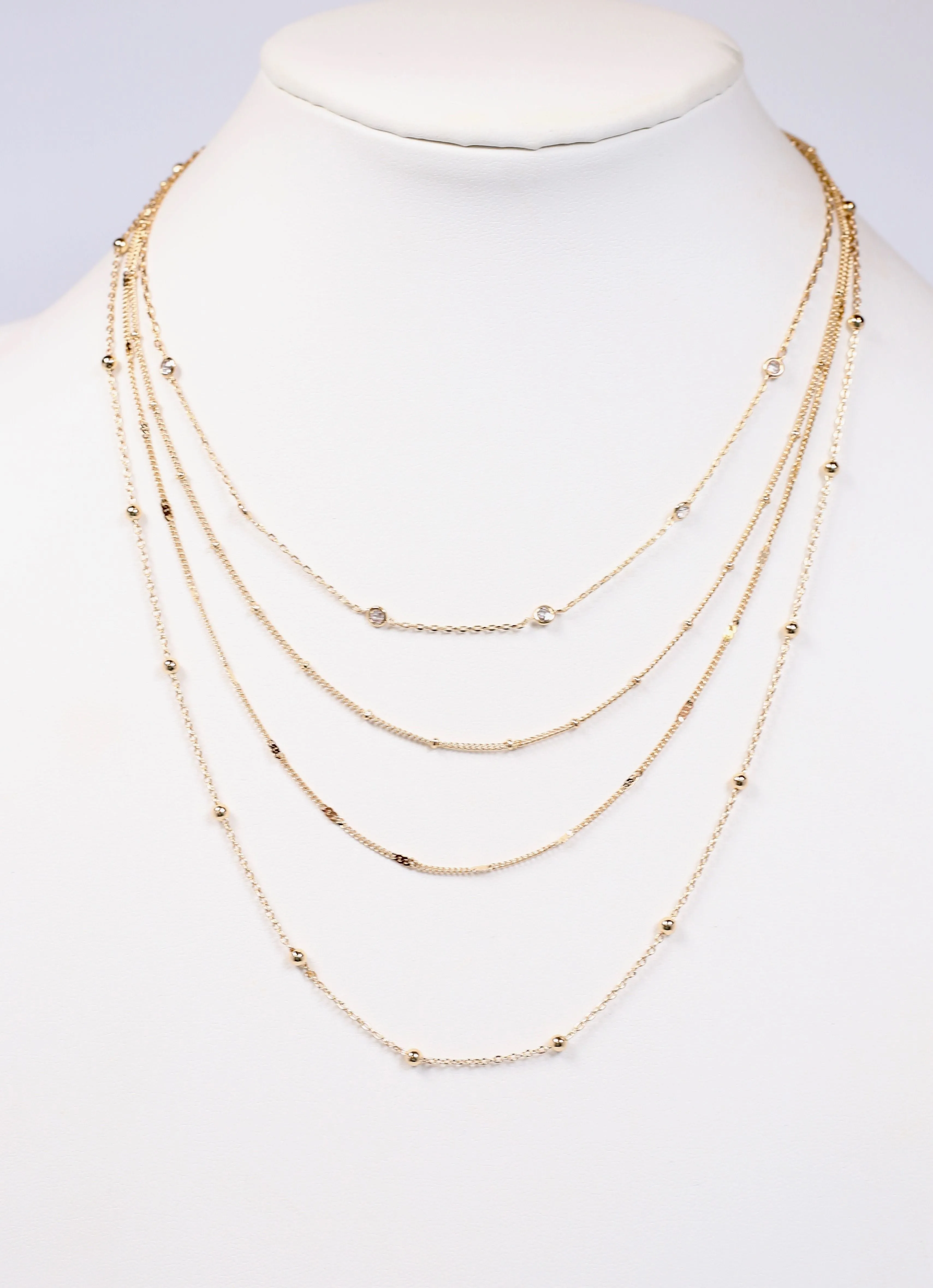 Authier Layered Necklace with CZs GOLD