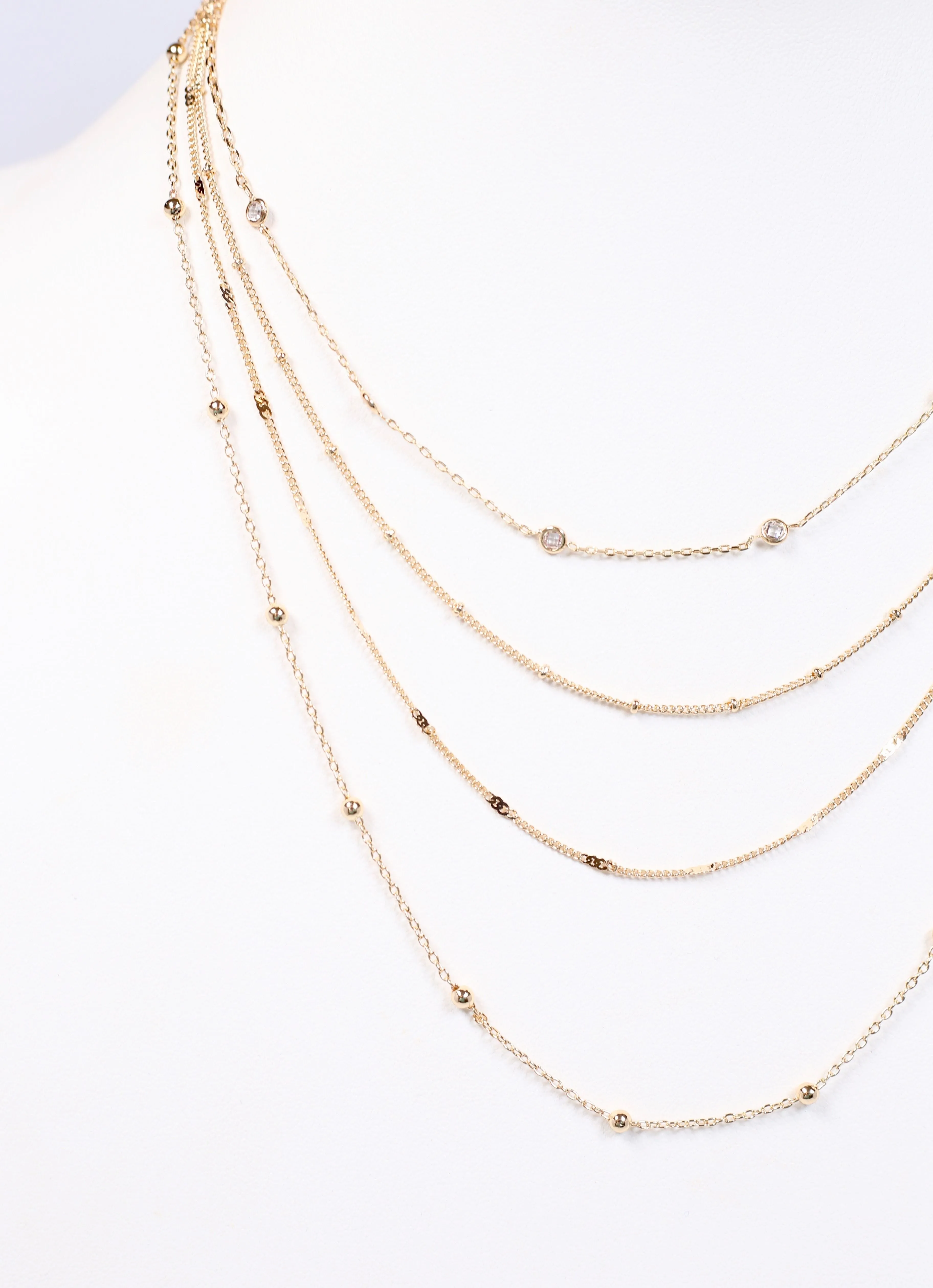 Authier Layered Necklace with CZs GOLD