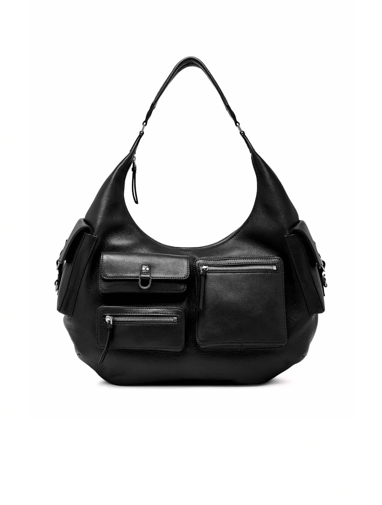 Blumarine Large Black Cargo Pocket Hobo Bag