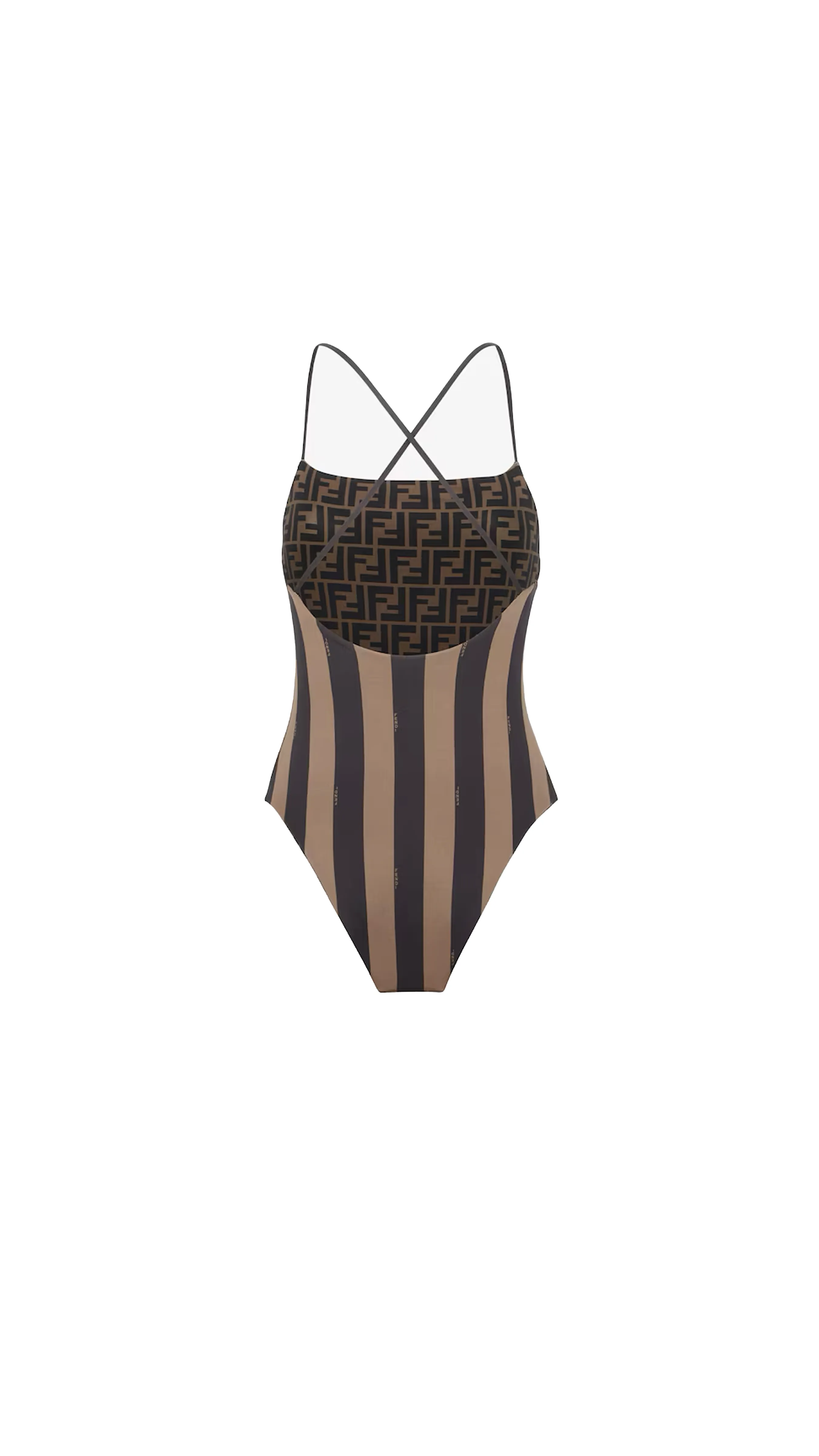 Brown Lycra Reversible Swimsuit - Brown