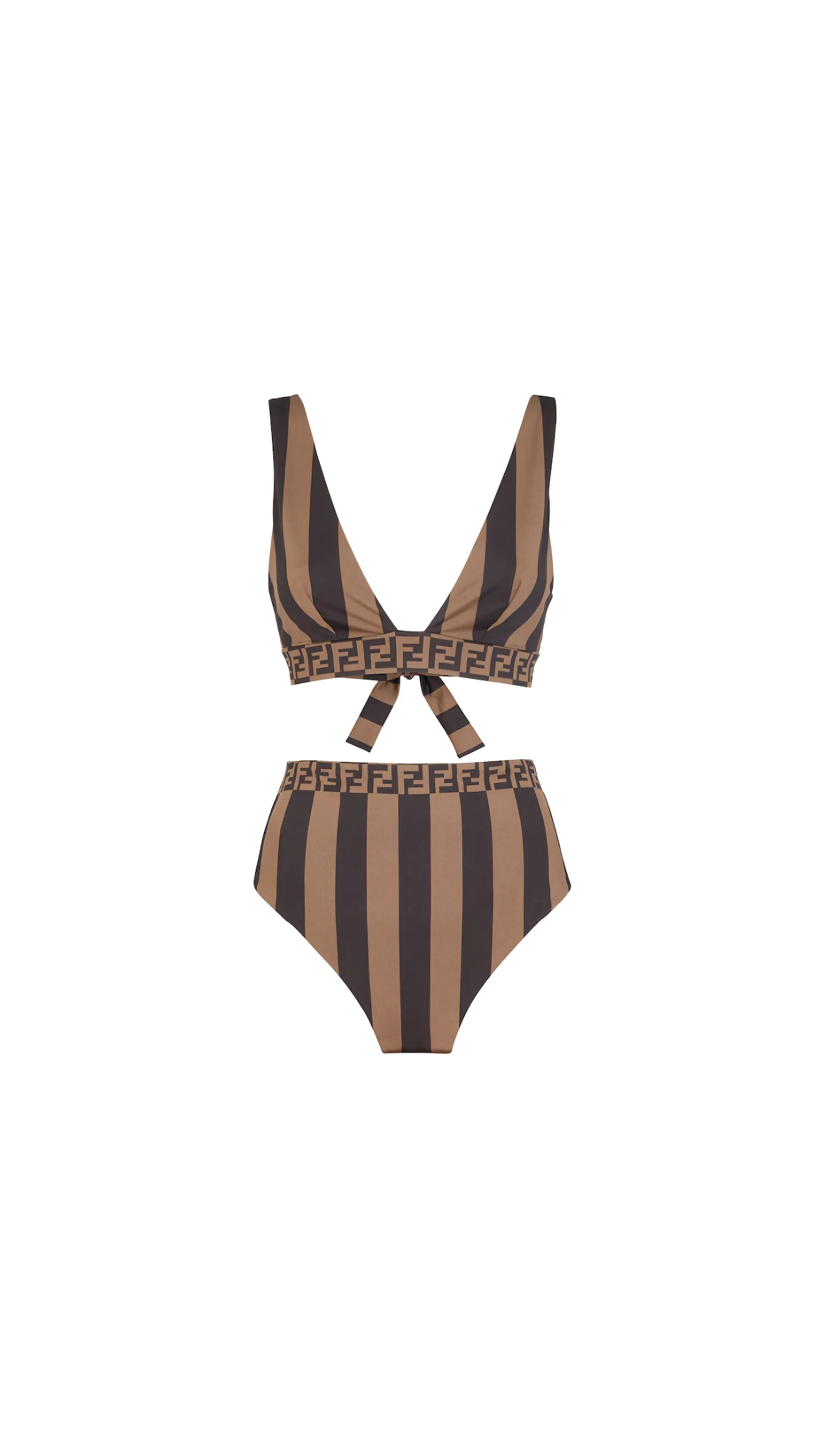 Brown Pequin Lycra bikini - Brown