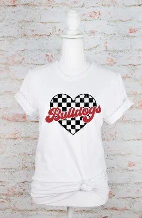 Bulldogs Checkered Heart Graphic Gameday Tee