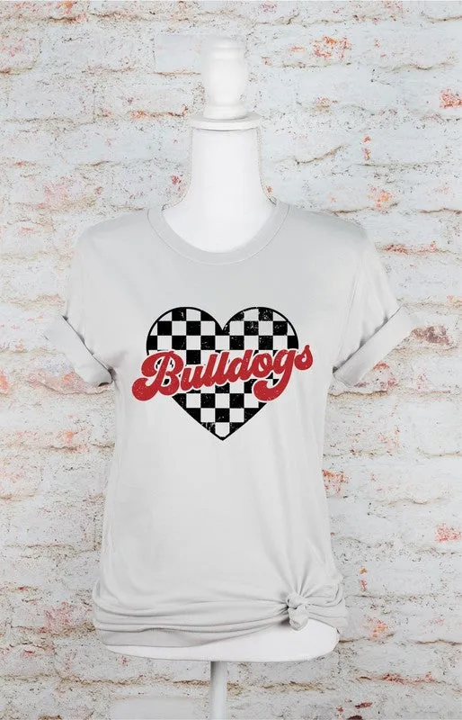 Bulldogs Checkered Heart Graphic Gameday Tee