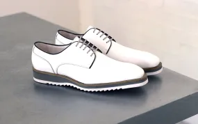 Burnished Calfskin Lace-Up Shoe White