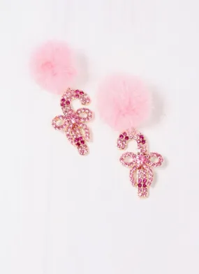 Candy Cane Pom Earring PINK