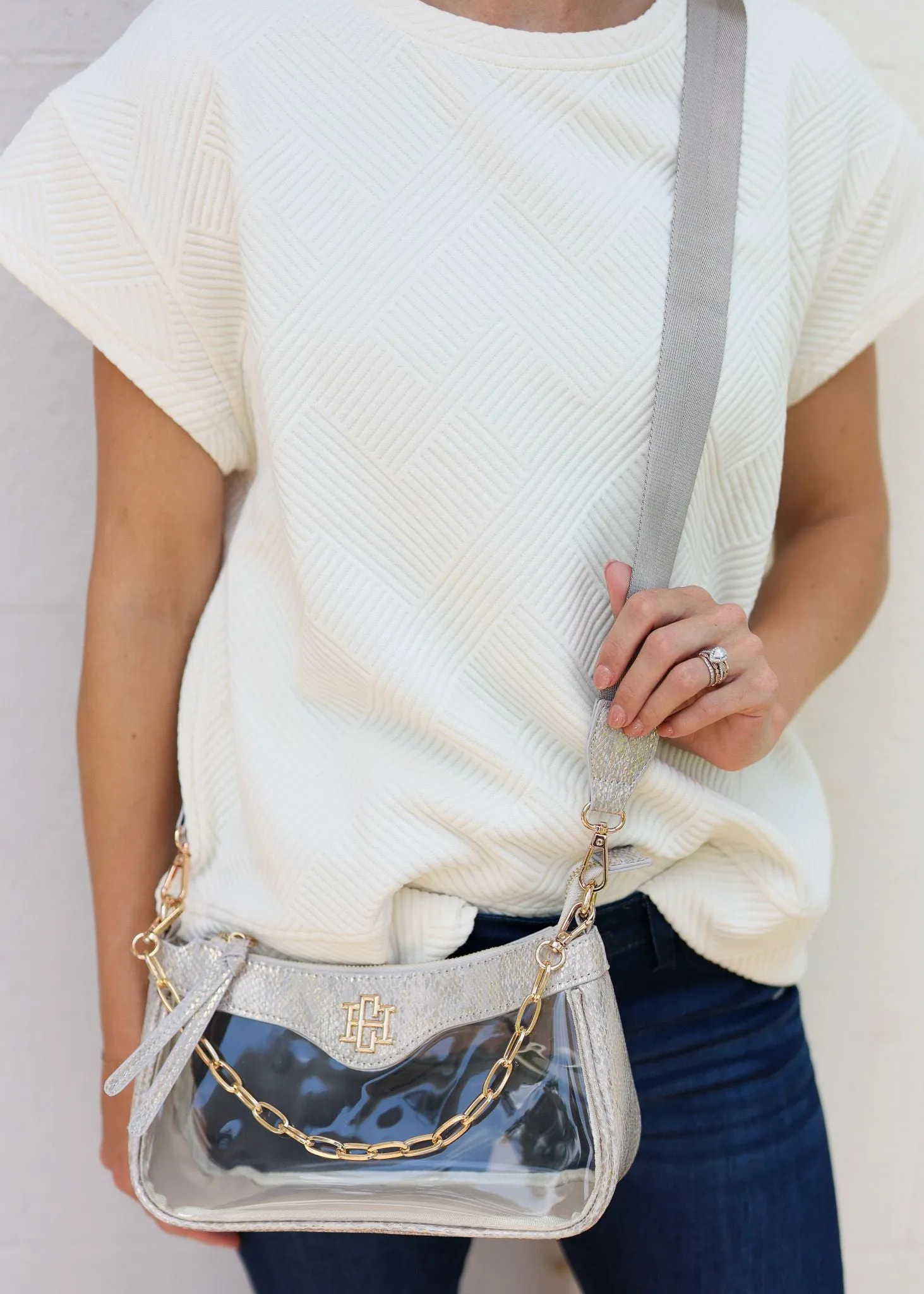 Cassidy Clear Crossbody Metallic Champagne