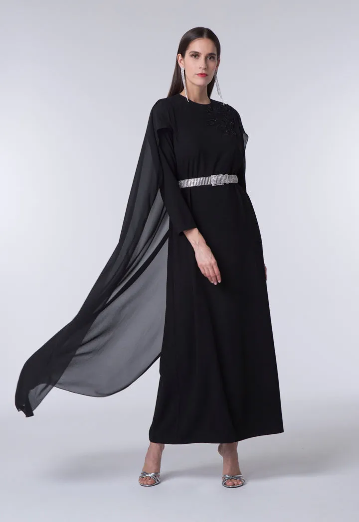 Chiffon Cape Overlay Dress