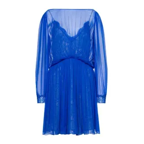 CHIFFON SILK DRESS Woman Blue 