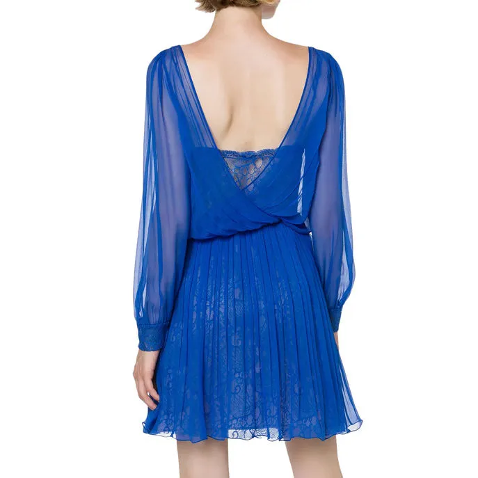 CHIFFON SILK DRESS Woman Blue 