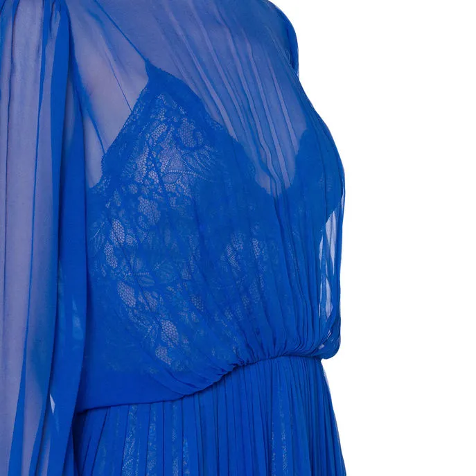 CHIFFON SILK DRESS Woman Blue 