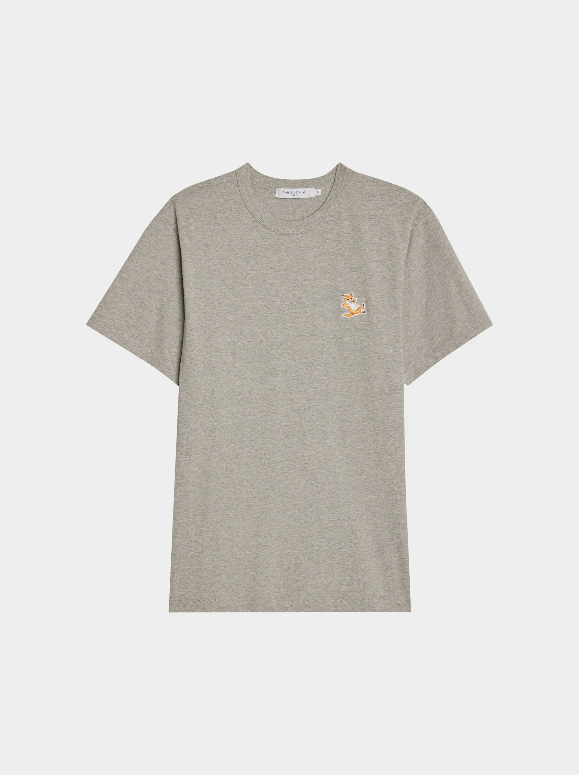 Chillax Fox Patch Classic Tee-Shirt, Grey Melange