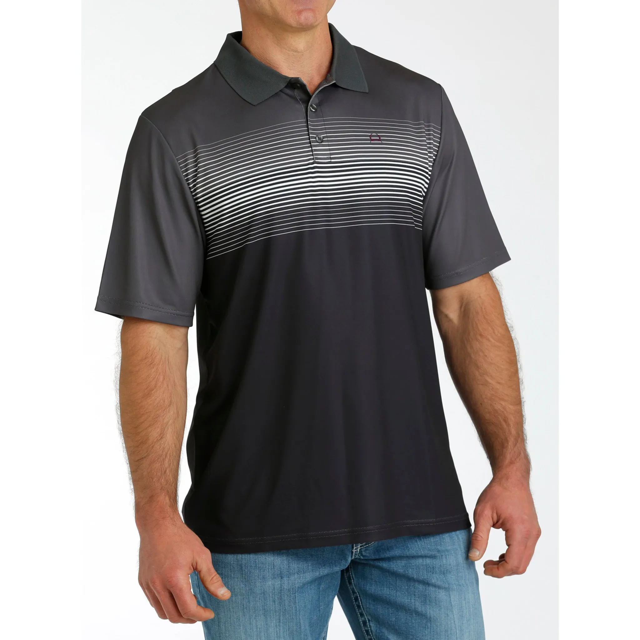 Cinch Men's Charcoal & White Arenaflex Polo