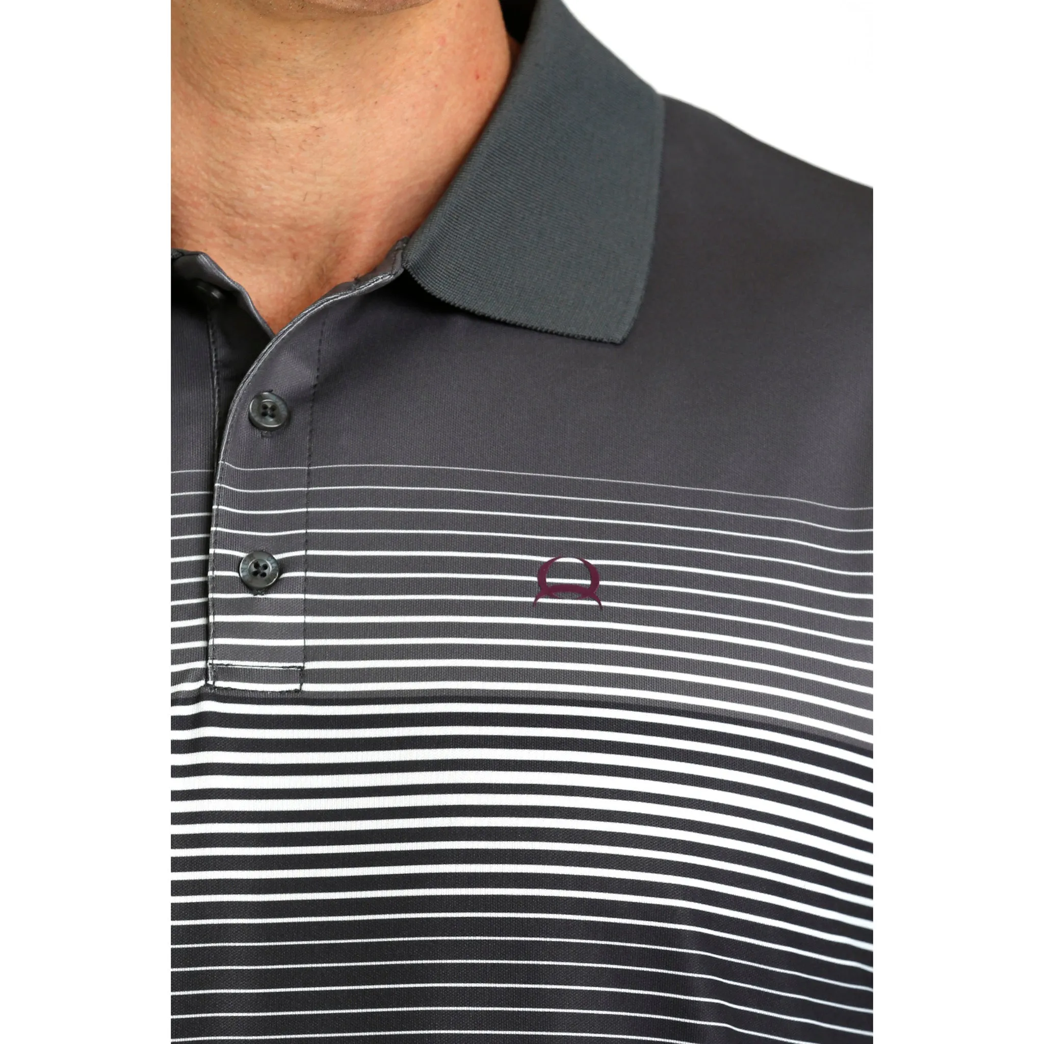 Cinch Men's Charcoal & White Arenaflex Polo