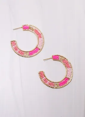 Coast Beaded Hoop Earring PINK MULTI