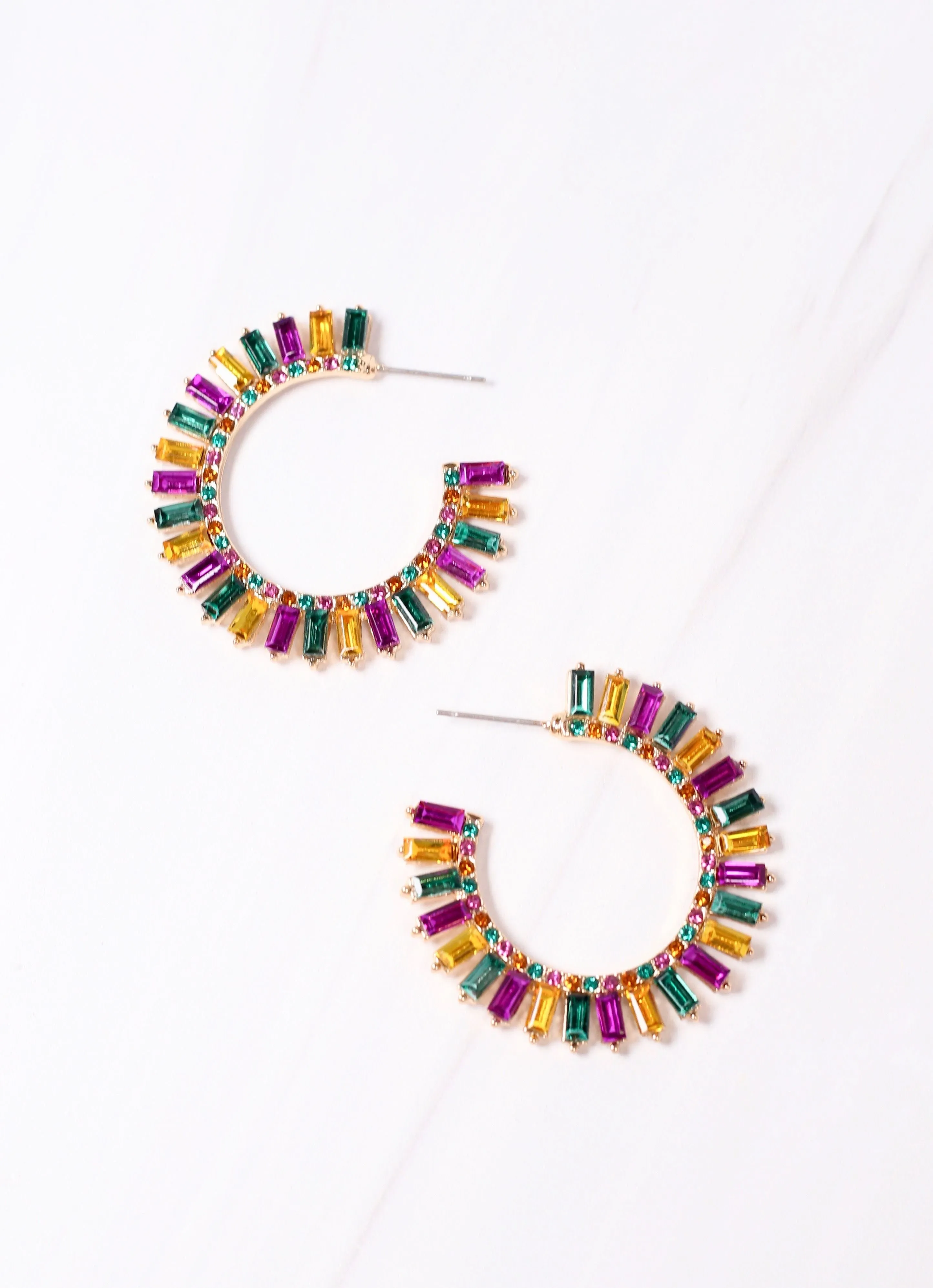 Crane Stone Hoop Earring MULTI