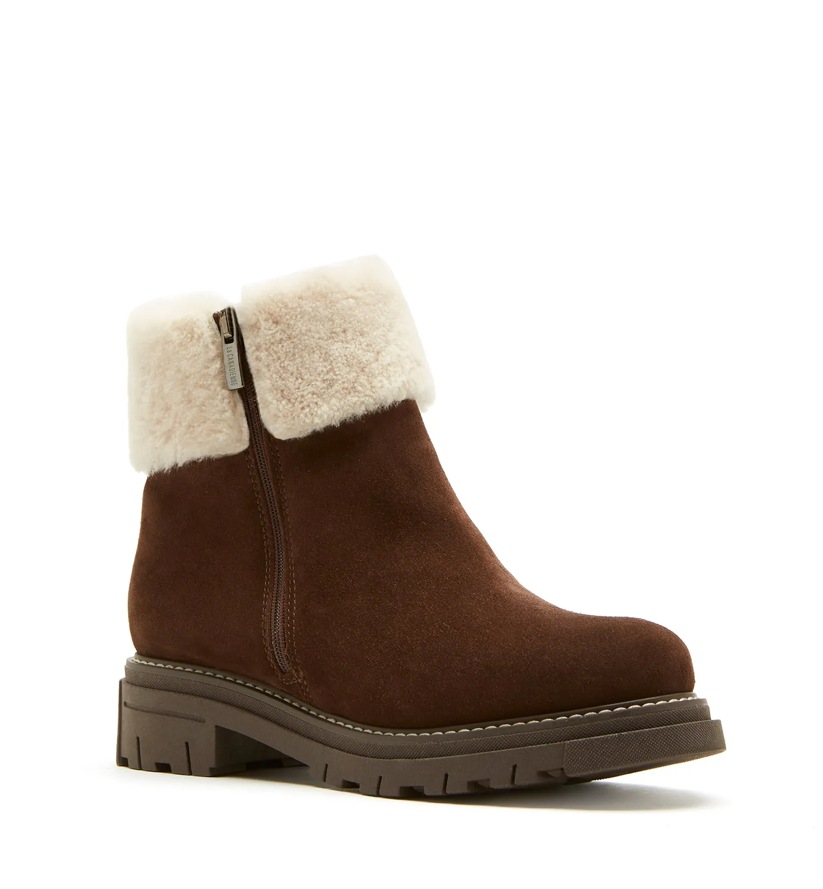 DECLAN SHEARLING-LINED SUEDE BOOTIE